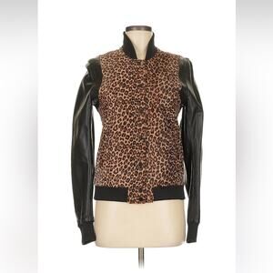 Cathy Christiansen leopard print baseball jacket, size  6